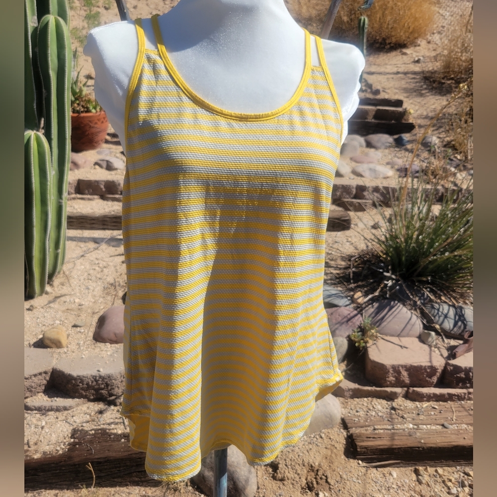 Calia Yellow & White Striped Razor Sports tank